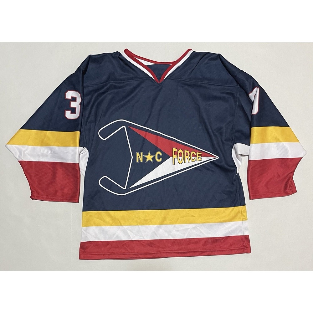 Vintage OT Sports Hockey‎ Jersey #30 Medium Goalie Made In USA Navy NC FORCE